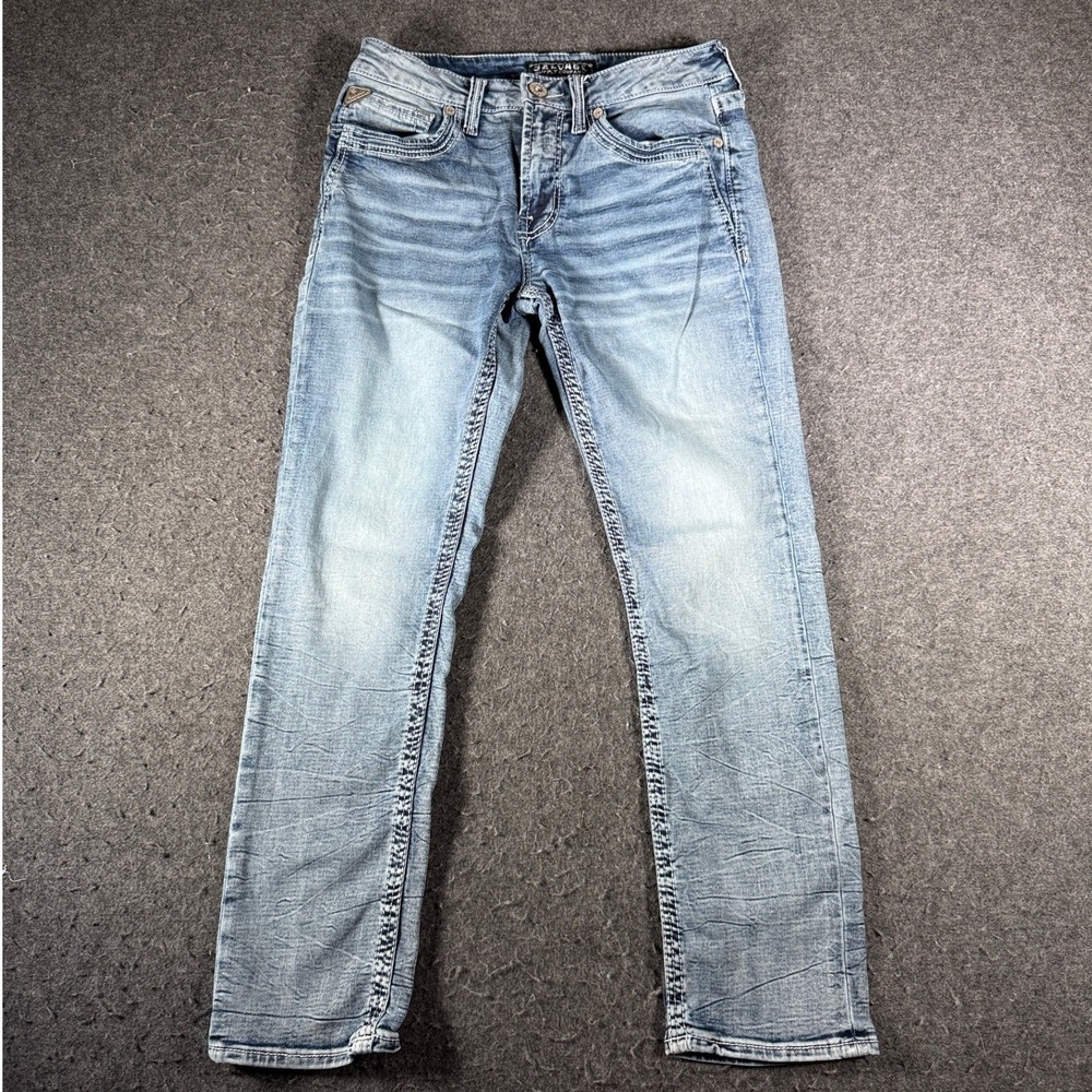 Salvage Supply Havoc Straight Slim Fit Light Wash Jeans Buckle MS798KAA 32x30